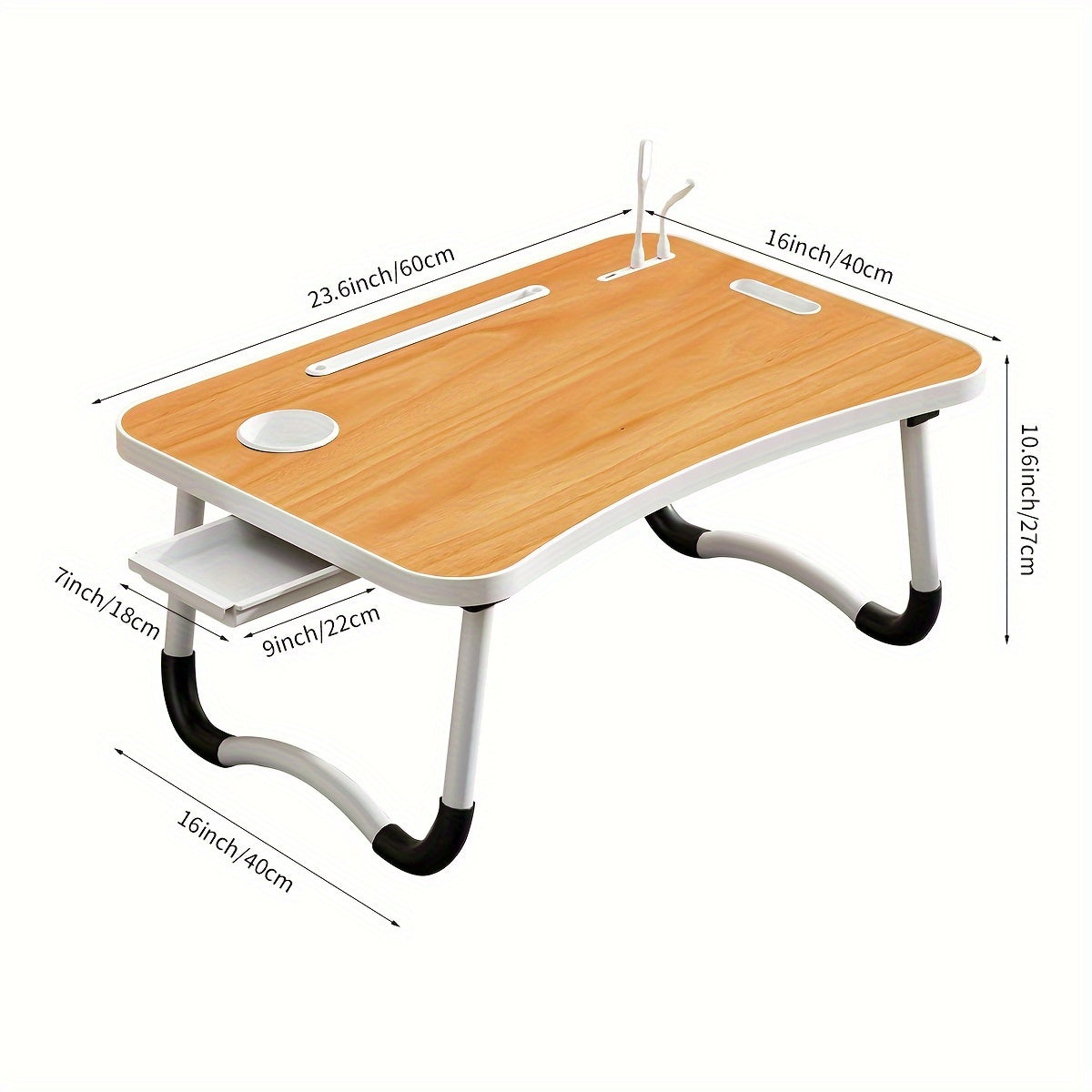 Portable Laptop Bed Table with Cup Holder & Tablet Card Slot - Multifunctional Tray for Eating, Reading, Writing - Stable Durable Foldable Design for Bed, Sofa, Floor - Lightweight & Space-Saving, Bed Table for Laptop, Sofa A