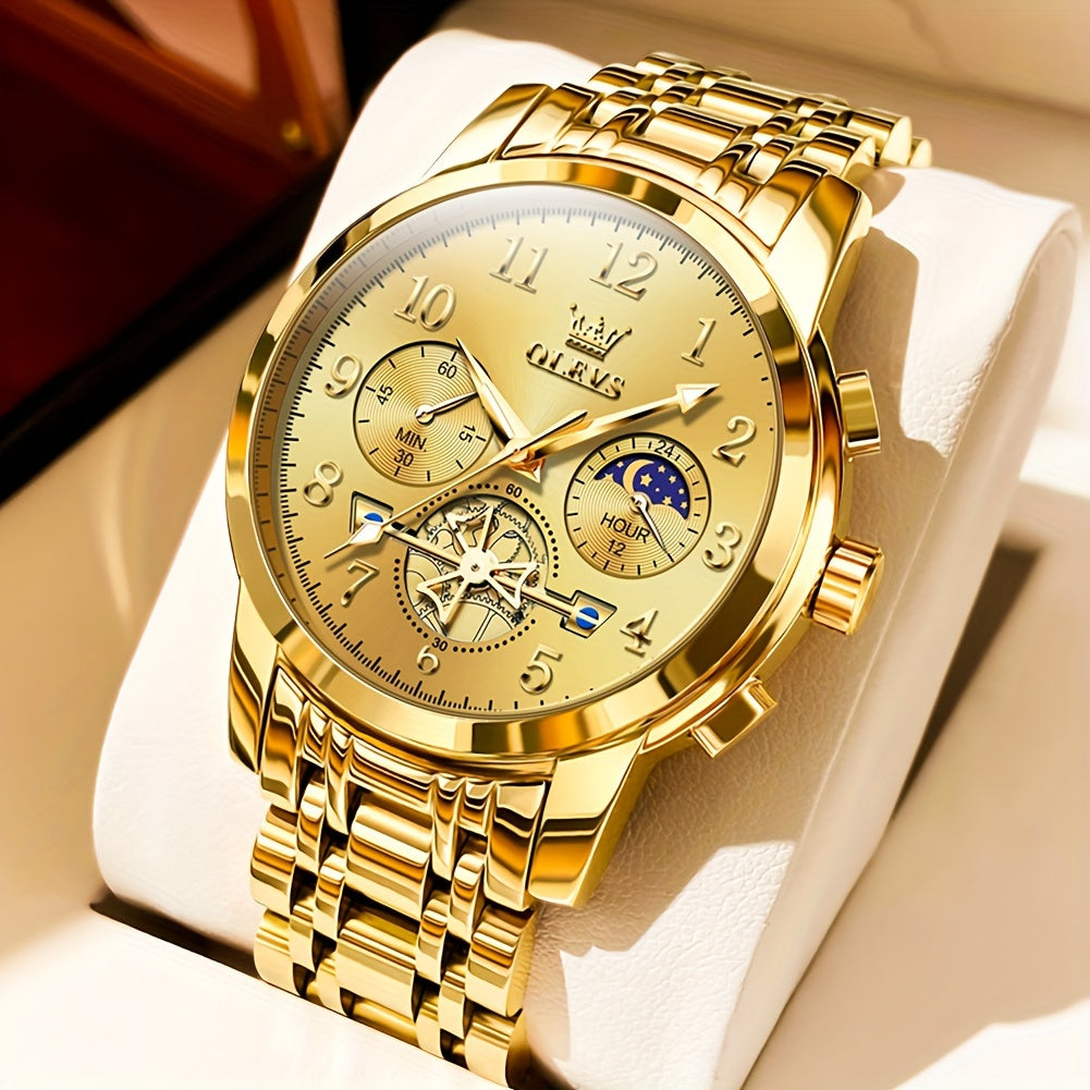 OLEVS Watches for Men Easy to Read Dress Classic with Calendar Business Dress Luxury Big Face Men Black Watch Luminous Mens Wrist Watch Stainless Steel Watch