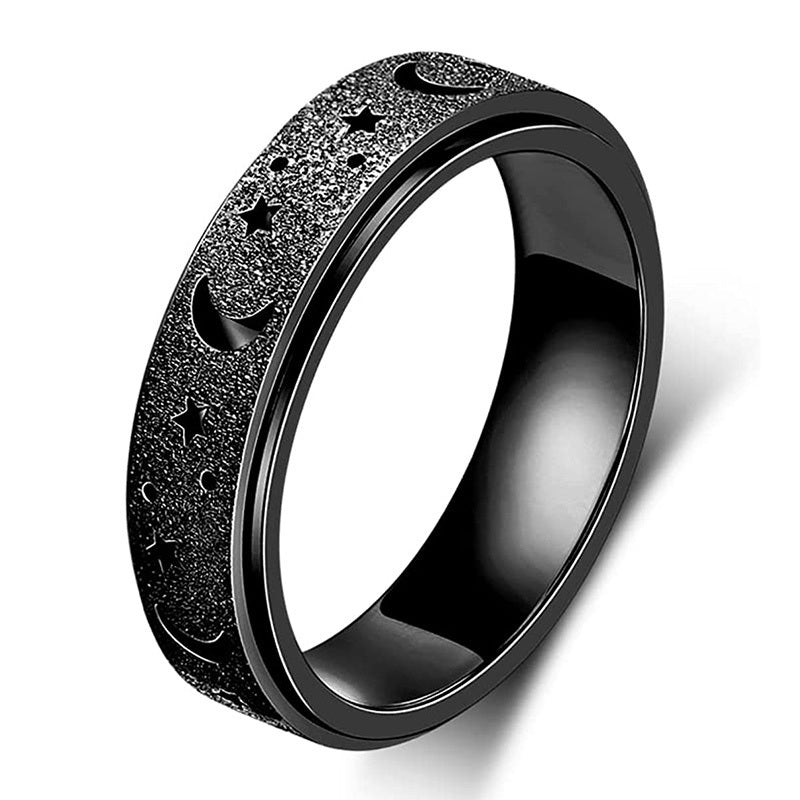 Unique Spinner Ring for Women & Men - Rotatable Moon Star Design with Stainless Steel Finish, Gift for Eid, Ramadan
