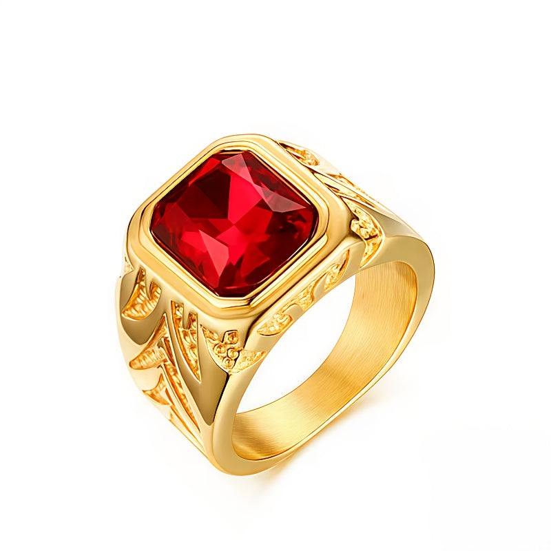 Yahoya Men'S Ring Punk Style Ruby Ring, Synthetic Cubic Zirconia, Alloy, No Magnetic, None Pendant, Gift-Giving, Party, Celebrate Festivals, Mardi Gras, Father'S Day, Christmas, All Seasons