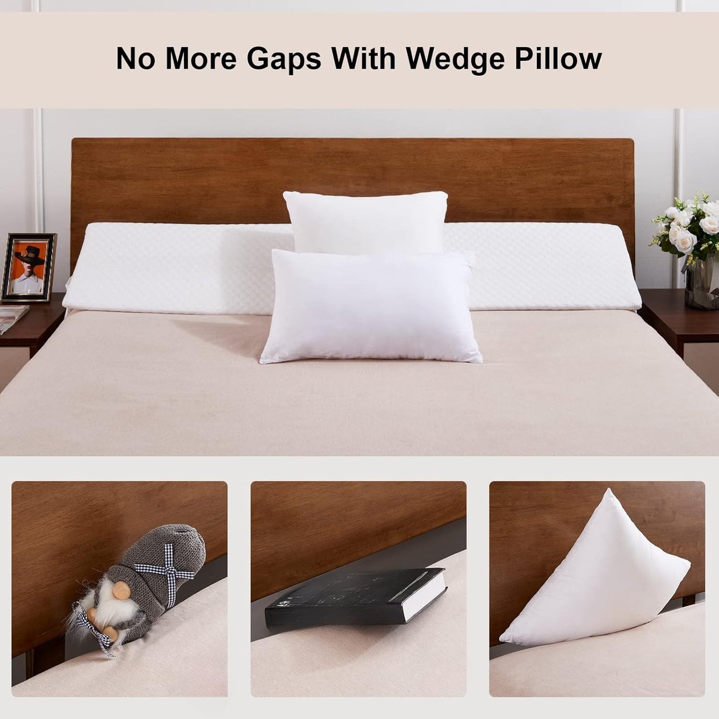 Bed Wedge Pillow - Bed Gap Filler Mattress Wedge Headboard Pillow Close The Gap Between Your Headboard or Wall for Sleeping Backrest Pillow