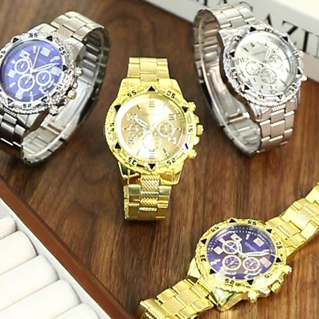 Men Watch Luxury Mens Quartz Wrstwatch Stainless Steel Strap, Round Alloy Case, Large Dial Business Watches | Fashion Watch Design | Durable Watch Ideal For Gifts