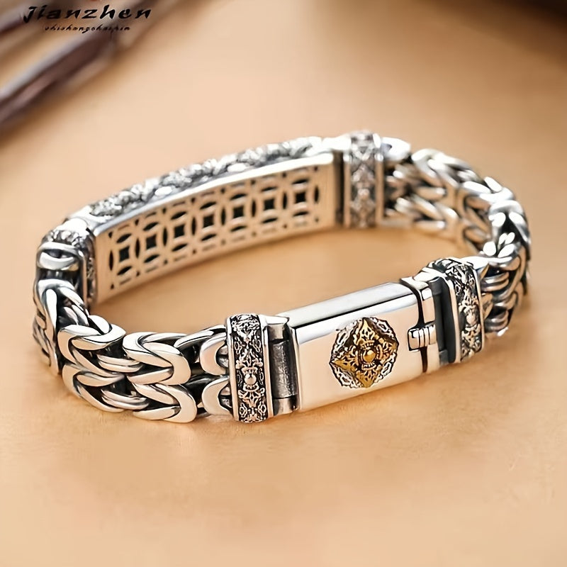 Men's Stainless Steel Bracelet - Hip-Hop Style Handcrafted Jewelry with Celtic Knotwork & 201 Stainless Steel Accents, Non-Magnetic Durable Design for Casual & Formal Wear