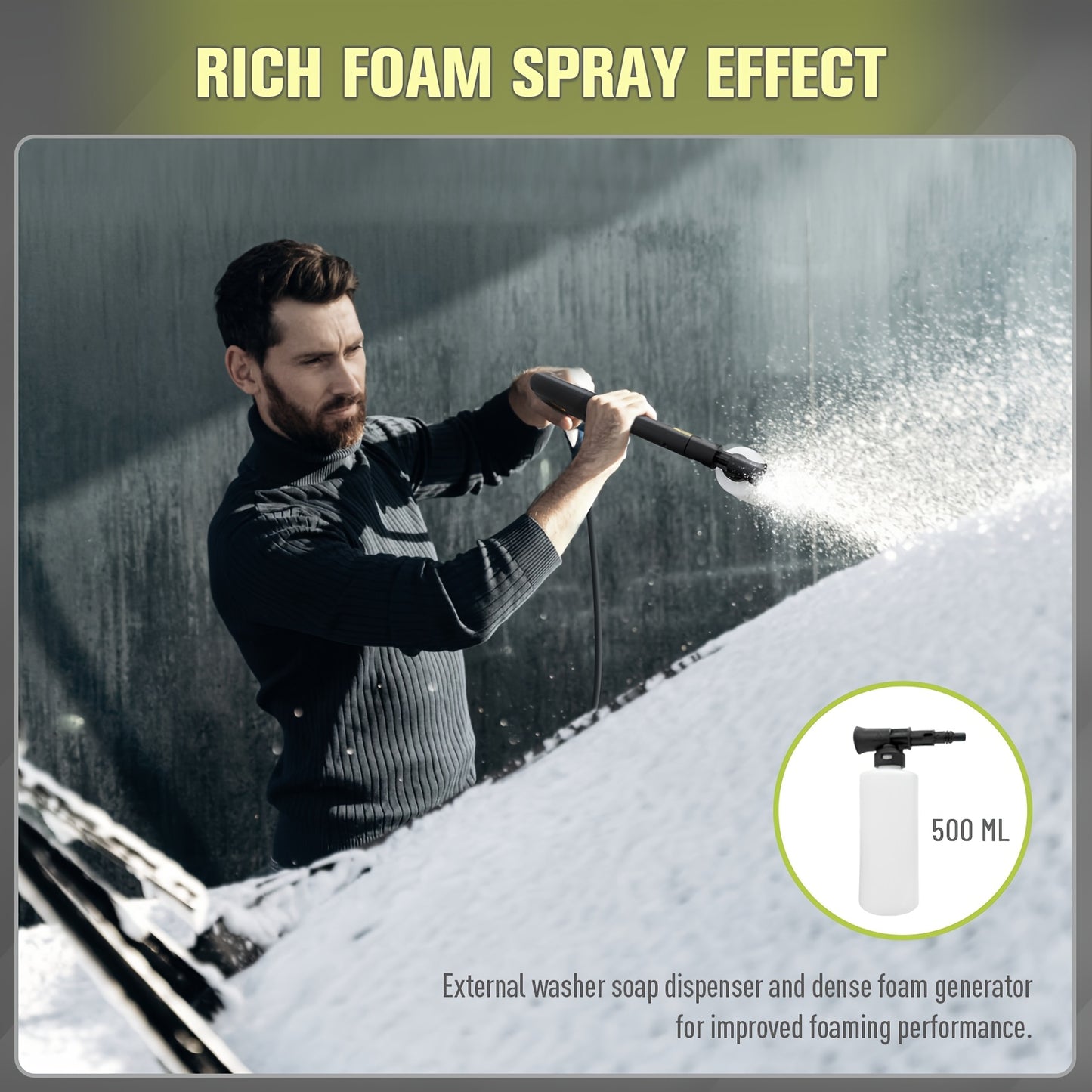 4800PSI Heavy Duty Electric Pressure Washer With 25FT Hose Reel, 4 Nozzles & Foam Cannon - 2.8GPM Power Washer For Cars, Fences, Patio - US Plug, Metal Construction, Fence Cleaning | Robust Outdoor Tool, Pressure Washer Acces