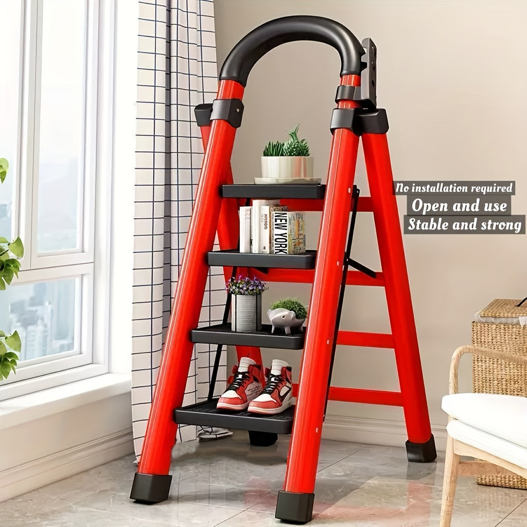 1pc Heavy-Duty 3/4/5-Step Folding Ladder 500lb Capacity, Durable Plastic with Anti-Slip Pedals, Lightweight Portable Step Stool for Household & Industrial Use, Industrial Steps, Spacesaving Steps, Highcapacity Ladder, Collaps