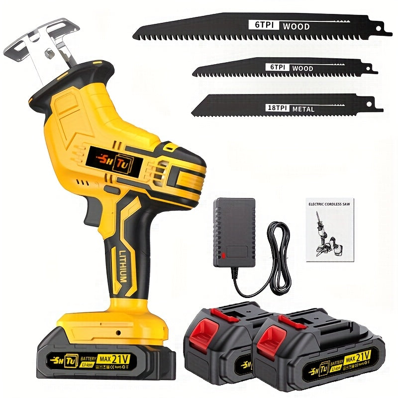 2025 Newly Upgraded Wireless Rotary Saw And Electric Reciprocating Saw in 2025, Equipped with Blade Set And Wood/Metal/Pvc Cutting Charger, And Featuring Multiple Safety Functions, Including a Safety Lock for Multi-Purpose Cu