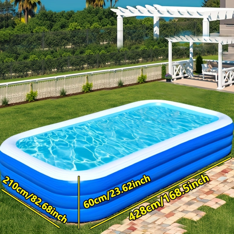 Super Large Home Inflatable Swimming Pool, Courtyard Outdoor Water Park Inflatable Swimming Pool, 125.2 inch 4-layer PVC Thickened And Heightened Upgraded Play Pool, Suitable for Outdoor Patio Activities Parties
