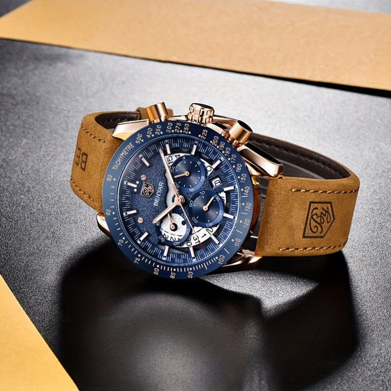 BENYAR Watches For Men Analog Quartz Chronograph Luminous Big Face Mens Watches Business Work Sport Casual Fashion Designer Dress Men'S Wrist Watches Elegant Gift For Men