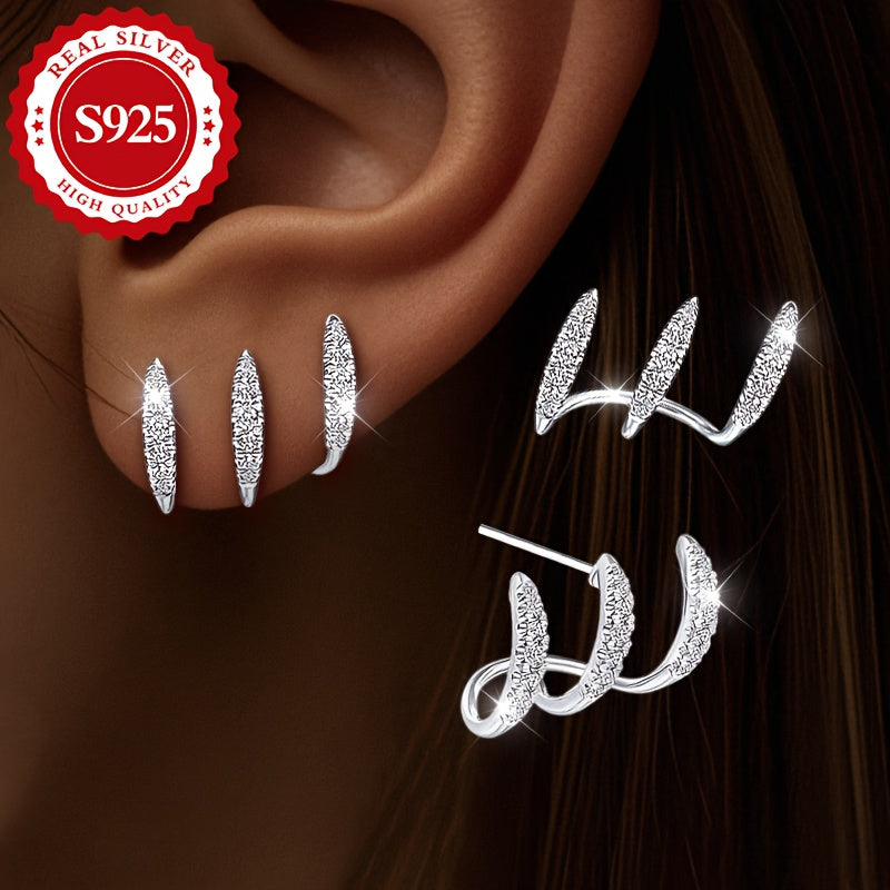 Pair, S925 Silver, Women's Claw Set with Super Flash Synthetic Synthetic Zirconia Earrings, Blingbling Dazzling, Exquisite and Lovely, Luxurious and Elegant, Can be Worn in Various Occasions, Gift, Low Allergy, Best for Chris