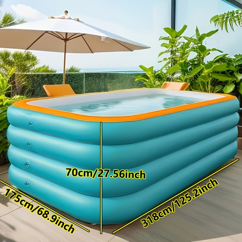 Super Large Home Inflatable Swimming Pool, Courtyard Outdoor Water Park Inflatable Swimming Pool, 125.2 inch 4-layer PVC Thickened And Heightened Upgraded Play Pool, Suitable for Outdoor Patio Activities Parties