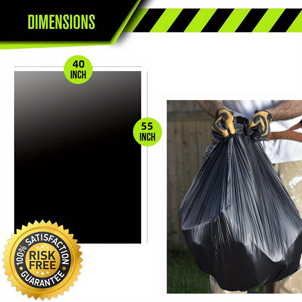 65 gallon plus thickened heavy duty garbage bag, tear resistant, high quality 25/ 50/ 100/ 150 pack black garbage bag, suitable for yard garbage storage, garbage disposal, outdoor camping garbage collection