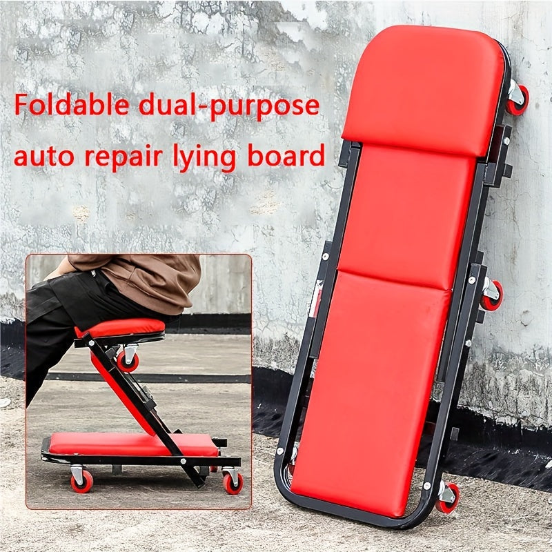 Foldable Z-crawler 2-in-1 crawling suit, 36 inch Z-shaped crawling seat, 300 pound capacity, adjustable roller coaster rolling folding car crawling suit, new gift for husband, with 6 2.5-inch wheels, suitable for outdoor, car