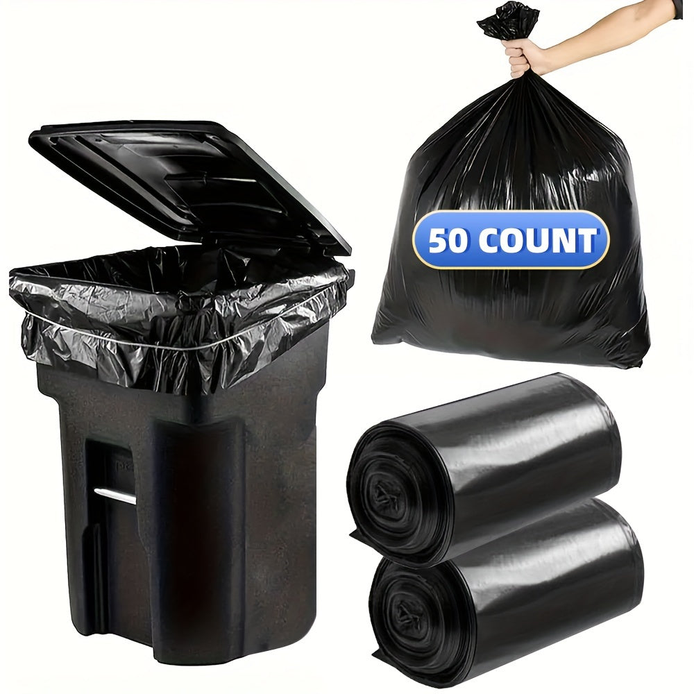 65 gallon plus thickened heavy duty garbage bag, tear resistant, high quality 25/ 50/ 100/ 150 pack black garbage bag, suitable for yard garbage storage, garbage disposal, outdoor camping garbage collection