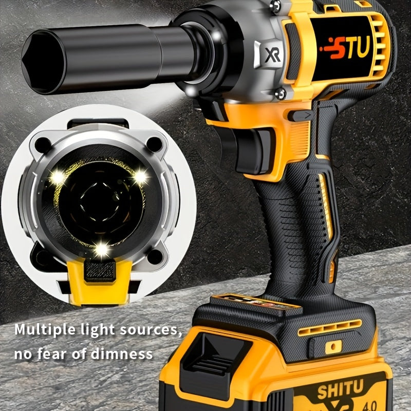 21V Cordless Impact Wrench Wireless Drill Kit, Brushless Electric Impact Gun Drill, Impact Wrench Drill, Equipped With 4000mAh Battery, Toolbox, Charger, Socket And Complete Accessories. Suitable For Men'S Gifts In Cars And H