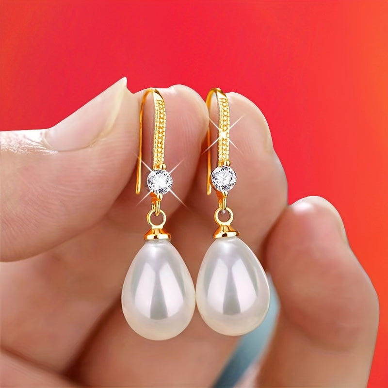 Chic Long Drop Faux Freshwater Pearl Earrings - Elegant Alloy Dangle Design for Parties & Everyday Elegance