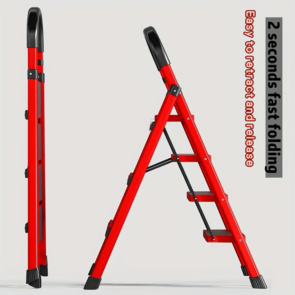 1pc Heavy-Duty 3/4/5-Step Folding Ladder 500lb Capacity, Durable Plastic with Anti-Slip Pedals, Lightweight Portable Step Stool for Household & Industrial Use, Industrial Steps, Spacesaving Steps, Highcapacity Ladder, Collaps