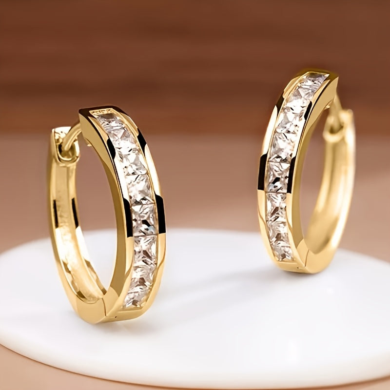 Luxury Hoop Earrings - Sparkling Cubic Zirconia Accents, Nickel-Free Copper, Hypoallergenic, Perfect for Daily Wear, Parties, and Special Occasions, Multiple Colors Available