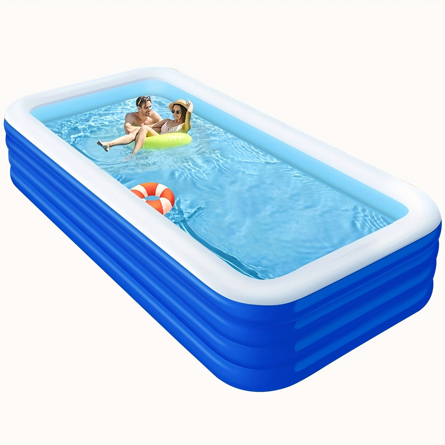 Super Large Home Inflatable Swimming Pool, Courtyard Outdoor Water Park Inflatable Swimming Pool, 125.2 inch 4-layer PVC Thickened And Heightened Upgraded Play Pool, Suitable for Outdoor Patio Activities Parties
