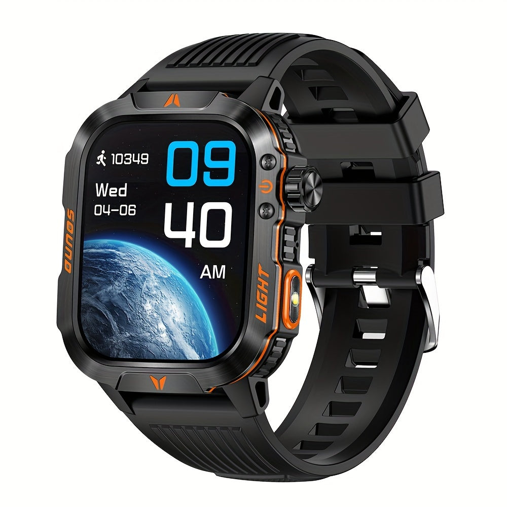 Smart Watch For Men Answer/Make Call, Outdoor Altimeter Barometer Tactical Sports Smartwatch With LED Flashlight Compass, Monitor 600mAh Fitness Tracker Watches For IPhone Android Phone