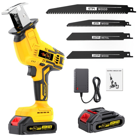 2025 Newly Upgraded Wireless Rotary Saw And Electric Reciprocating Saw in 2025, Equipped with Blade Set And Wood/Metal/Pvc Cutting Charger, And Featuring Multiple Safety Functions, Including a Safety Lock for Multi-Purpose Cu
