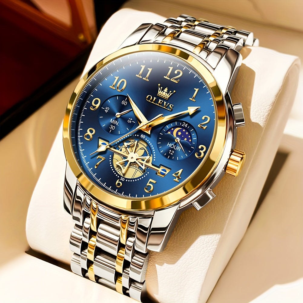 OLEVS Watches for Men Easy to Read Dress Classic with Calendar Business Dress Luxury Big Face Men Black Watch Luminous Mens Wrist Watch Stainless Steel Watch