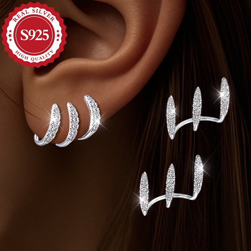 Pair, S925 Silver, Women's Claw Set with Super Flash Synthetic Synthetic Zirconia Earrings, Blingbling Dazzling, Exquisite and Lovely, Luxurious and Elegant, Can be Worn in Various Occasions, Gift, Low Allergy, Best for Chris