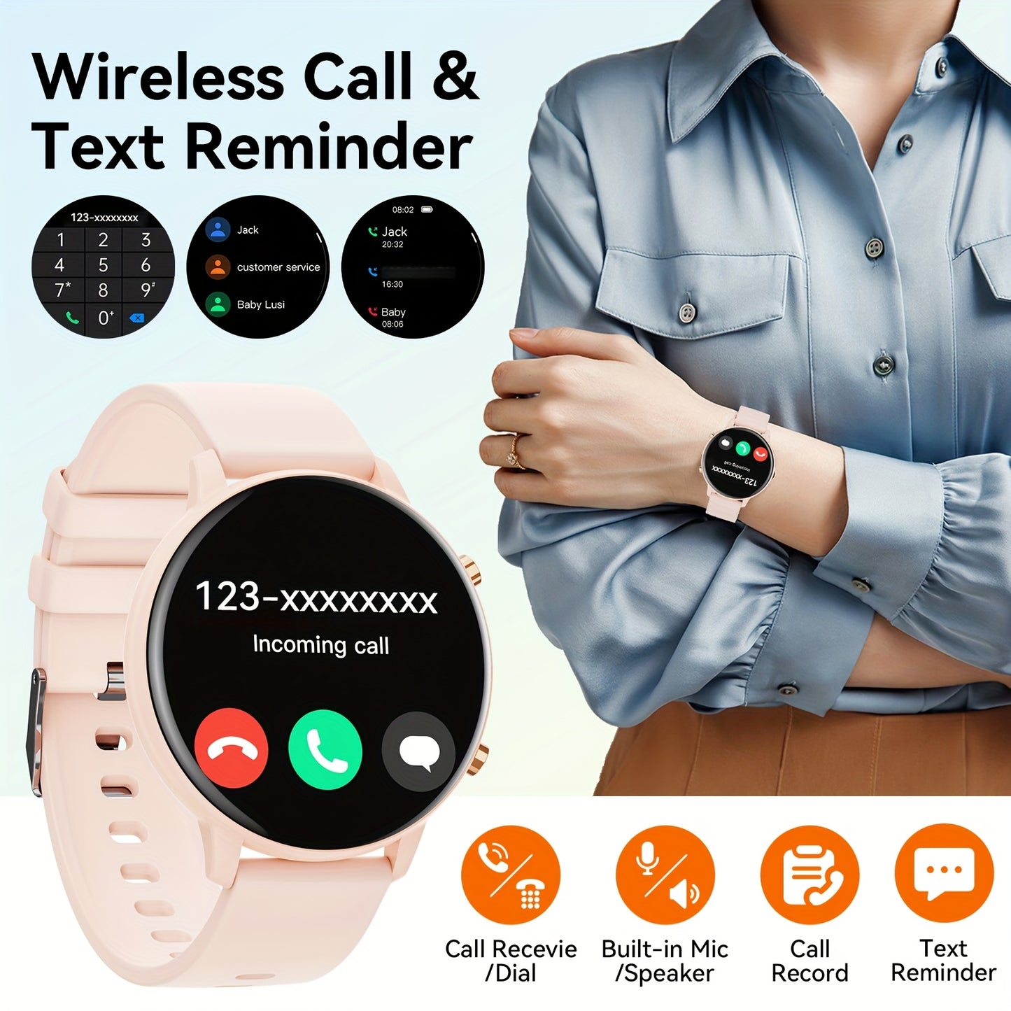 Women's Smartwatch, 1.39'' Wireless Call Smartwatch Gift With Voice Assistant, Remote Camera, 100+sports Modes Compatible With Multiple Mobile Systems
