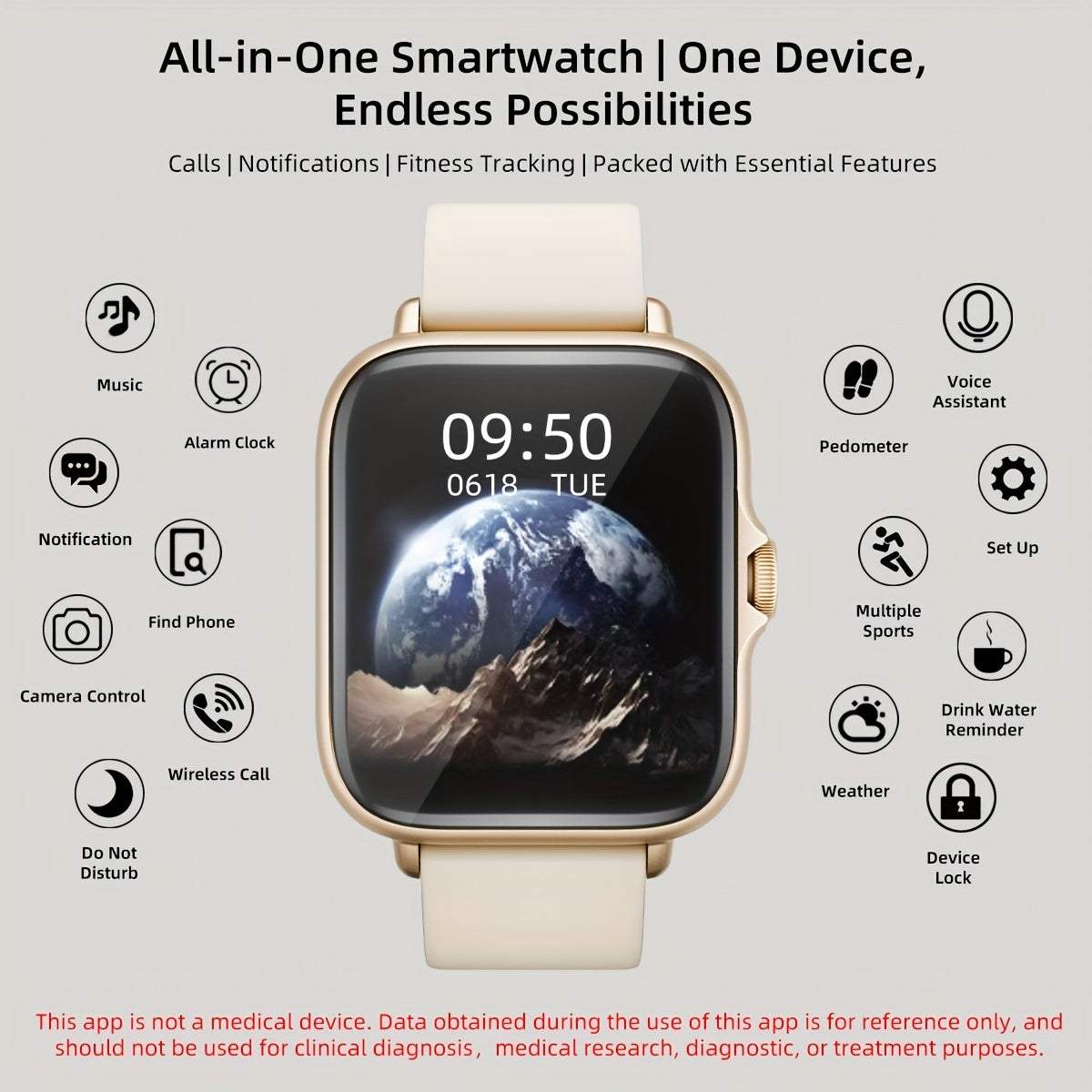 [Smart Watch] 1.83" Smart Watch | Full Touch Screen, Activity Tracker with Call & Message Functions, Pedometer, Multiple Sports Modes, Compatible with IOS/Android Devices, Simple Style, Ideal Gift for Any Occasion