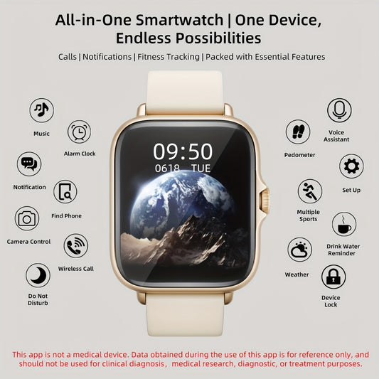 [Smart Watch] 1.83" Smart Watch | Full Touch Screen, Activity Tracker with Call & Message Functions, Pedometer, Multiple Sports Modes, Compatible with IOS/Android Devices, Simple Style, Ideal Gift for Any Occasion