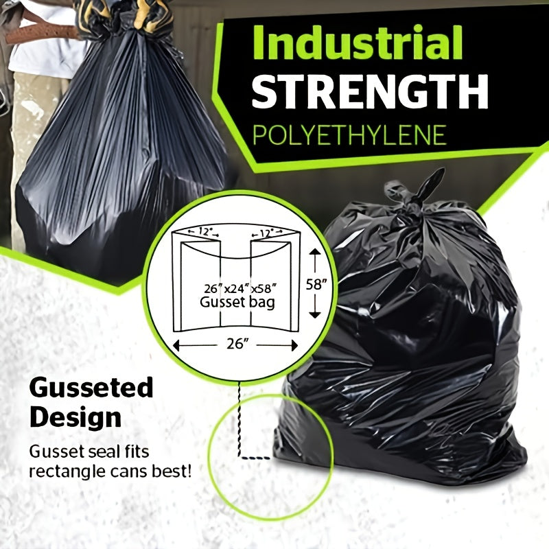 65 gallon plus thickened heavy duty garbage bag, tear resistant, high quality 25/ 50/ 100/ 150 pack black garbage bag, suitable for yard garbage storage, garbage disposal, outdoor camping garbage collection