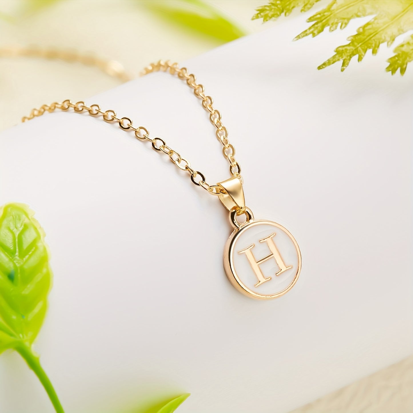26-Letter Stainless Steel Clavicle Chain Necklace - Dripping Oil Geometric Round Pendant with English Initials - Ladies' Fashion Jewelry for Personalized Gift