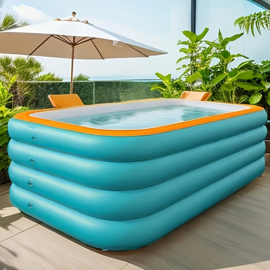 Super Large Home Inflatable Swimming Pool, Courtyard Outdoor Water Park Inflatable Swimming Pool, 125.2 inch 4-layer PVC Thickened And Heightened Upgraded Play Pool, Suitable for Outdoor Patio Activities Parties