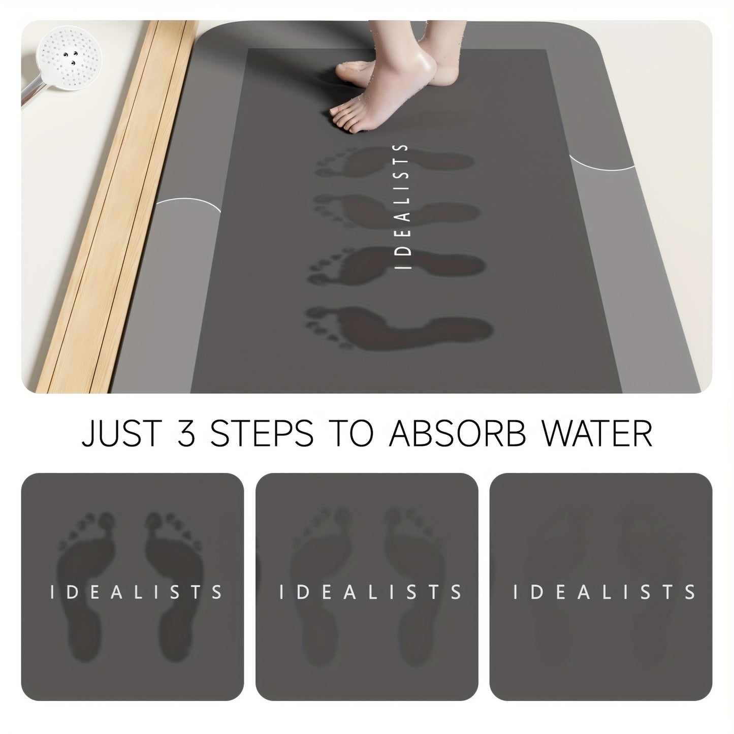 Super Absorbent Diatomite Bath Mat - Quick Dry, Non-slip And Water-absorbing Floor Mat, Soft And Comfortable Bathroom Mat, Suitable For Bathroom, Shower, Laundry Room, Bedroom, Living Room, Doorstep Mat, Kitchen Floor Mat, RV