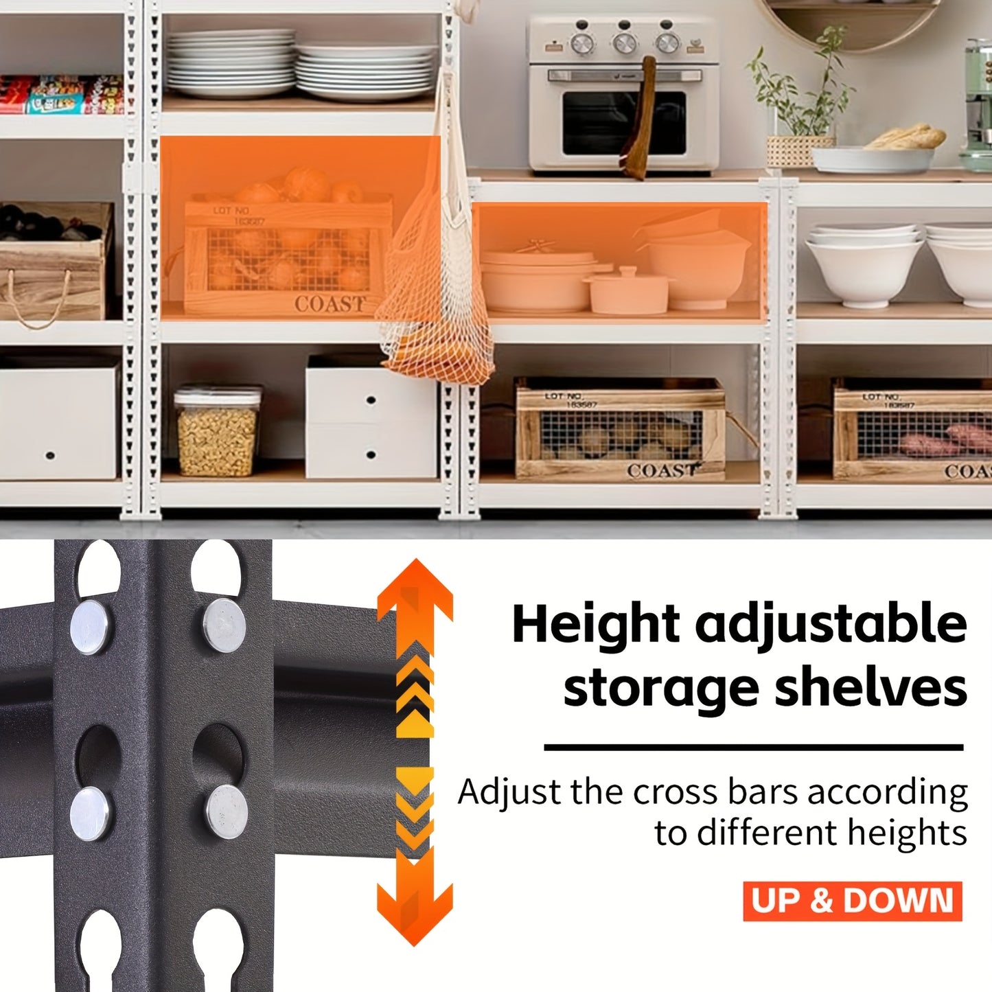 [Heavy Duty Shelving] Heavy Duty 5 Tier 2000LBS Metal Shelving Units | 72"H /60"H Garage Shelving Storage Shelves, Adjustable Metal Shelving Unit for Garage Shelves Utility Rack Shelf for Basement Pantry Closet Shelves, Black