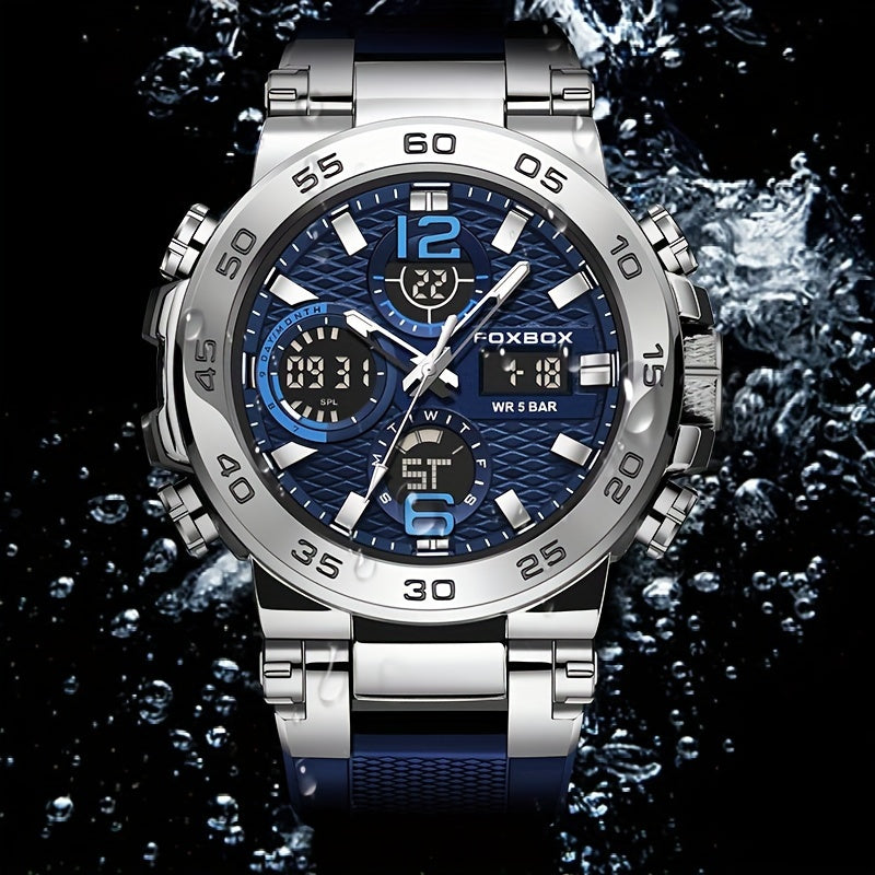 Men's Sports Watch Dual Display Digital Military Quartz Watch Alarm Clock Chronograph Computer, Multifunctional Luminous Business Watch, Student Watch, Outdoor Sports Watch