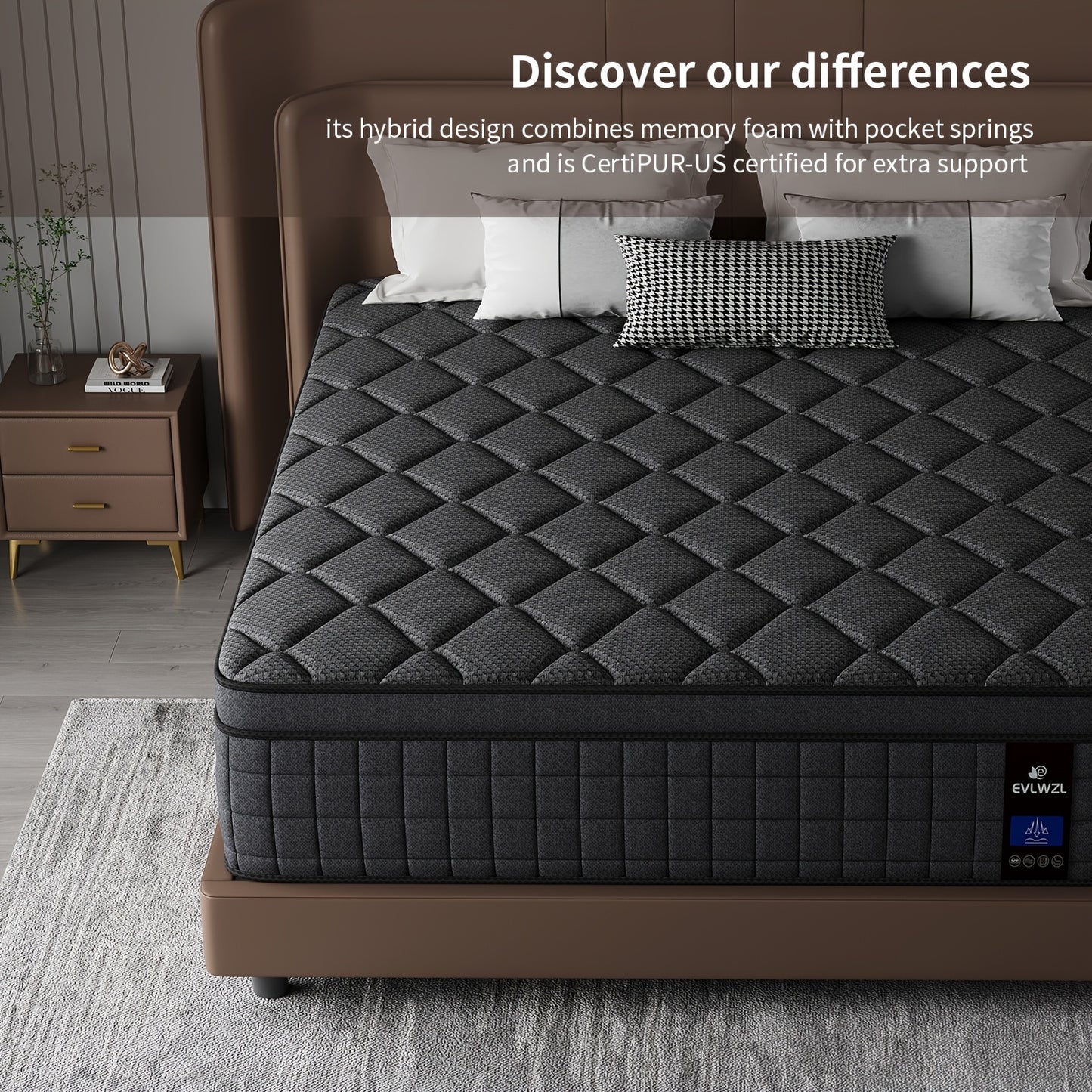 8in/10in/12in/14in Twin, Full, Queen, King, Mattress Memony Foam And Spring, Hybrid Mattress, Medium Firmness, Lumbar Support, for Home RoomsHotels, Boxed,