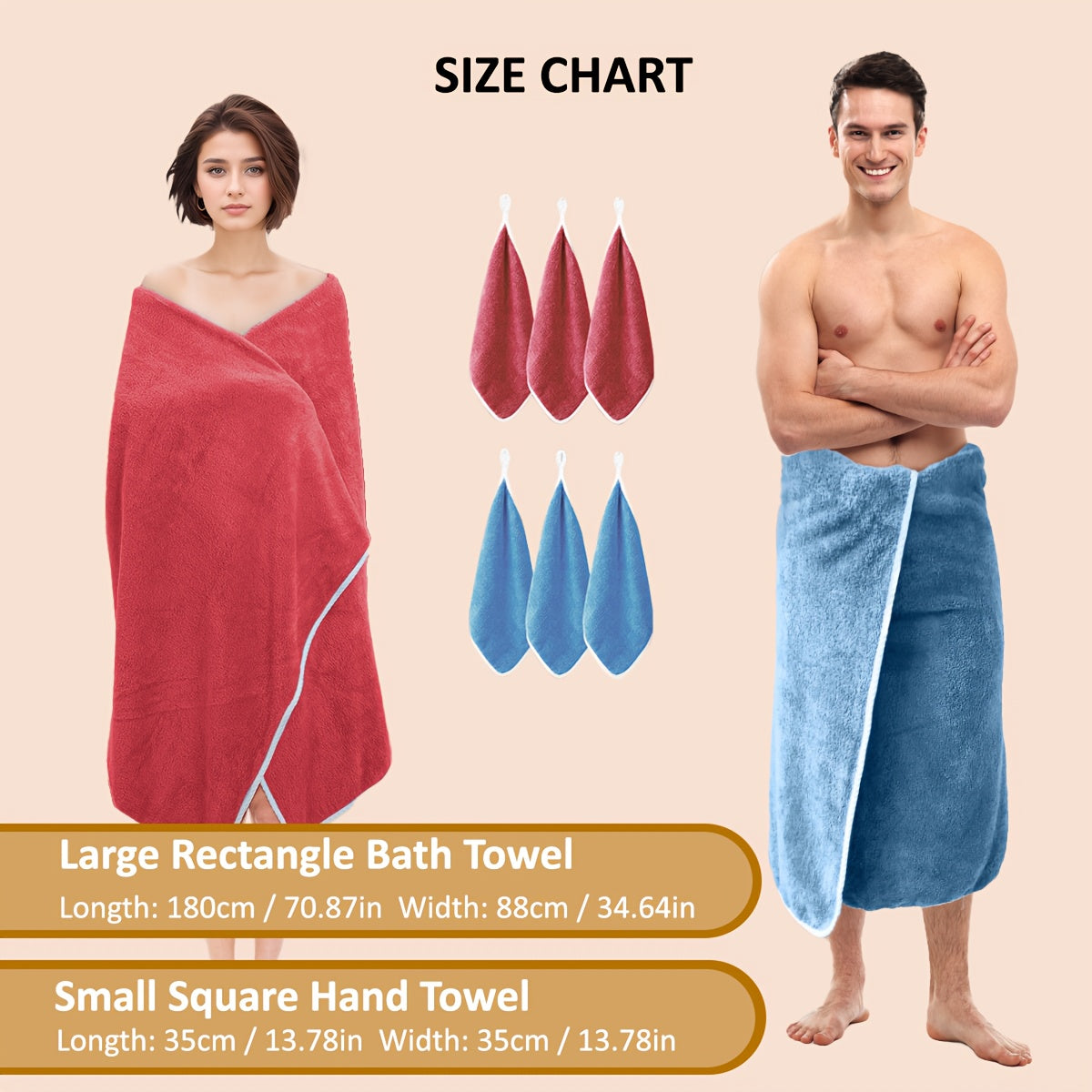 [Bath Towel Set] 8pcs Bath Towel Set - 2pcsExtra Large Bath Towel & 6pcs Bath Towel Bath Towel Hair Drying Turban Super Soft High Absorbent for Family, Couple