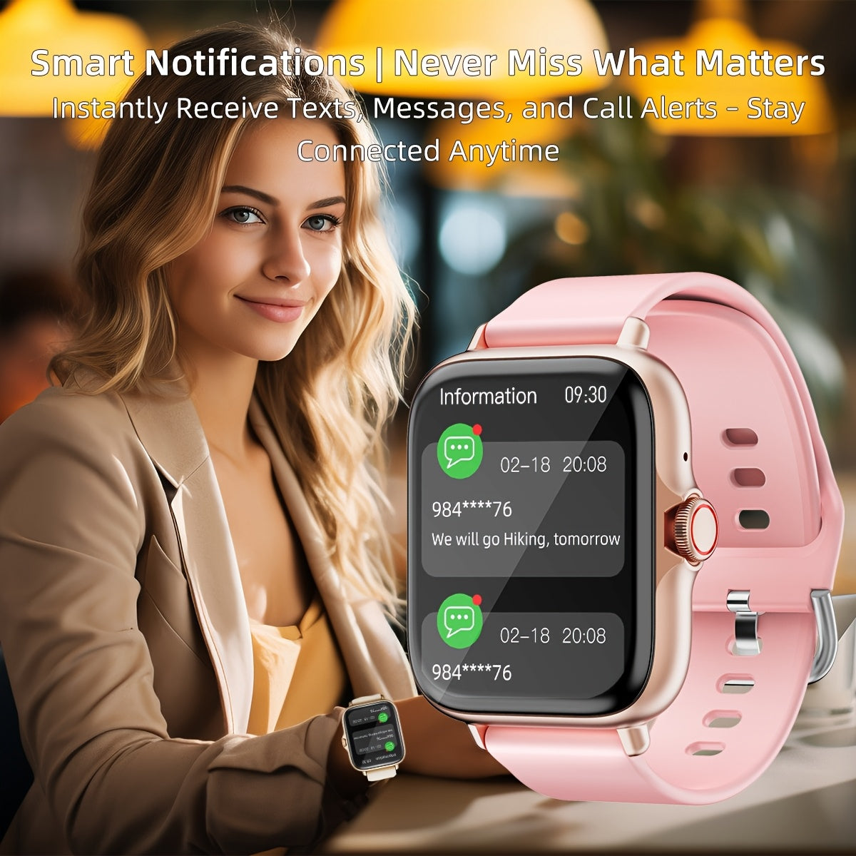 [Smart Watch] 1.83" Smart Watch | Full Touch Screen, Activity Tracker with Call & Message Functions, Pedometer, Multiple Sports Modes, Compatible with IOS/Android Devices, Simple Style, Ideal Gift for Any Occasion