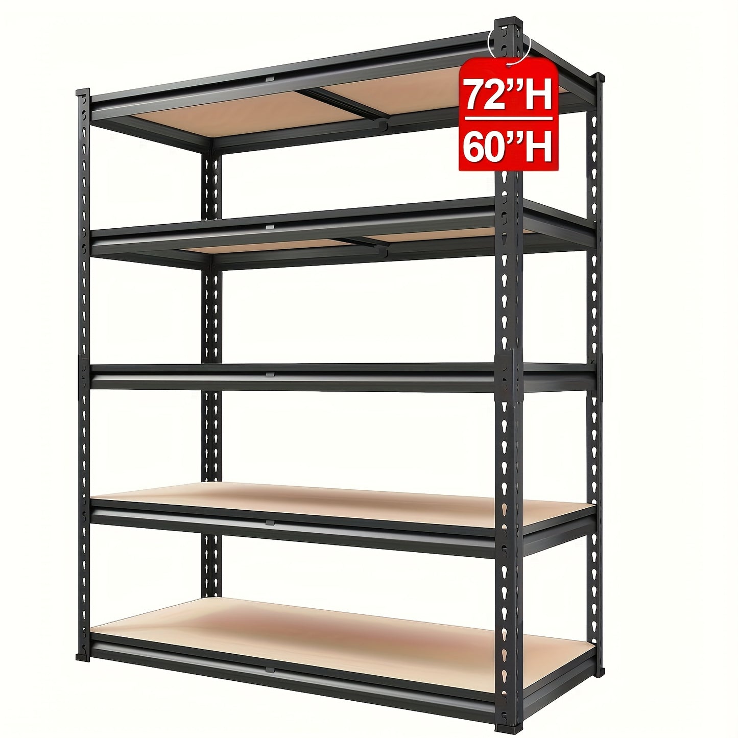 [Heavy Duty Shelving] Heavy Duty 5 Tier 2000LBS Metal Shelving Units | 72"H /60"H Garage Shelving Storage Shelves, Adjustable Metal Shelving Unit for Garage Shelves Utility Rack Shelf for Basement Pantry Closet Shelves, Black