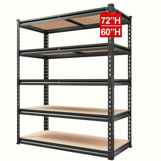 [Heavy Duty Shelving] Heavy Duty 5 Tier 2000LBS Metal Shelving Units | 72"H /60"H Garage Shelving Storage Shelves, Adjustable Metal Shelving Unit for Garage Shelves Utility Rack Shelf for Basement Pantry Closet Shelves, Black