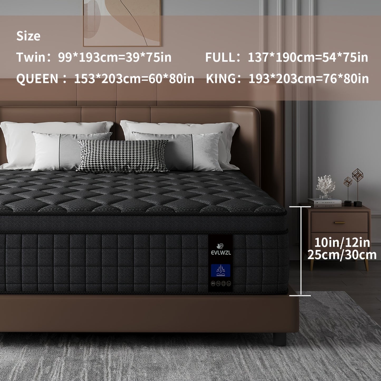 8in/10in/12in/14in Twin, Full, Queen, King, Mattress Memony Foam And Spring, Hybrid Mattress, Medium Firmness, Lumbar Support, for Home RoomsHotels, Boxed,