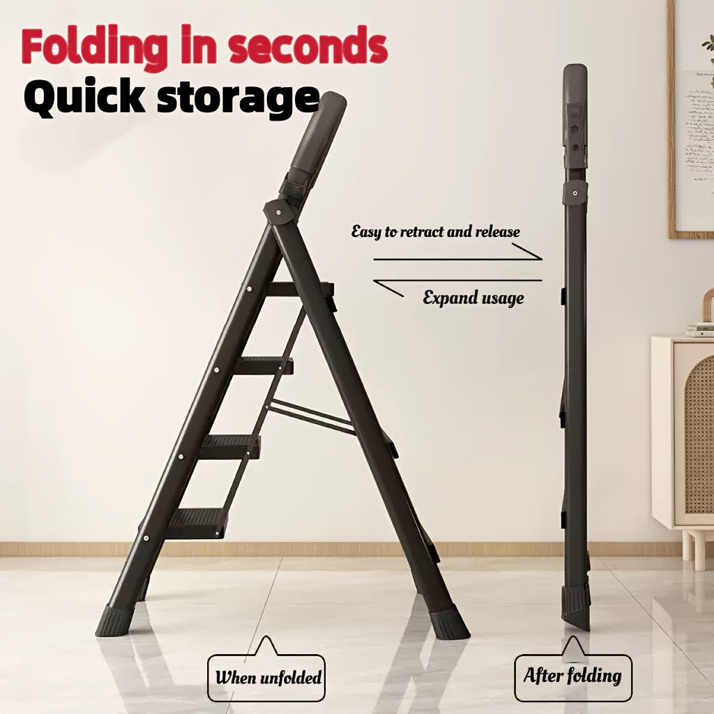 1pc Heavy-Duty 3/4/5-Step Folding Ladder 500lb Capacity, Durable Plastic with Anti-Slip Pedals, Lightweight Portable Step Stool for Household & Industrial Use, Industrial Steps, Spacesaving Steps, Highcapacity Ladder, Collaps