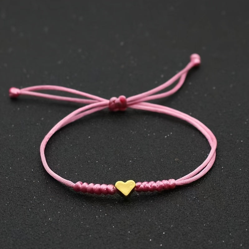 [Chic Heart Bracelet] Handcrafted Adjustable Red Rope Chic Bracelet with Heart Charm | Versatile Accessory for Women, Perfect for Everyday & Party Wear