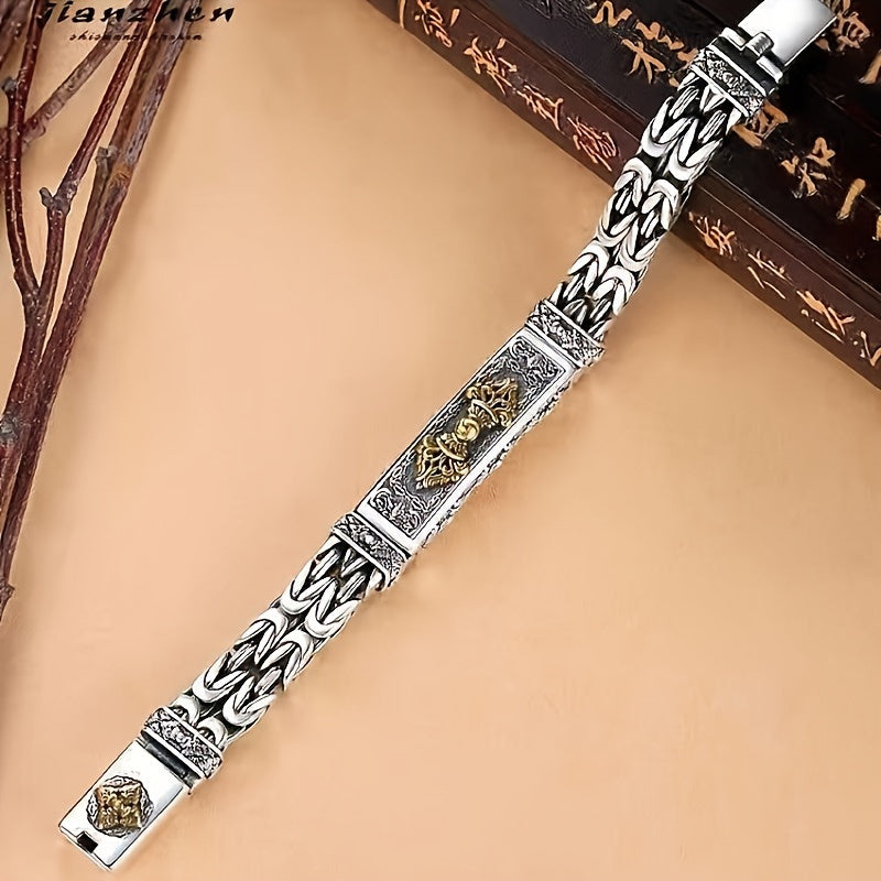 Men's Stainless Steel Bracelet - Hip-Hop Style Handcrafted Jewelry with Celtic Knotwork & 201 Stainless Steel Accents, Non-Magnetic Durable Design for Casual & Formal Wear