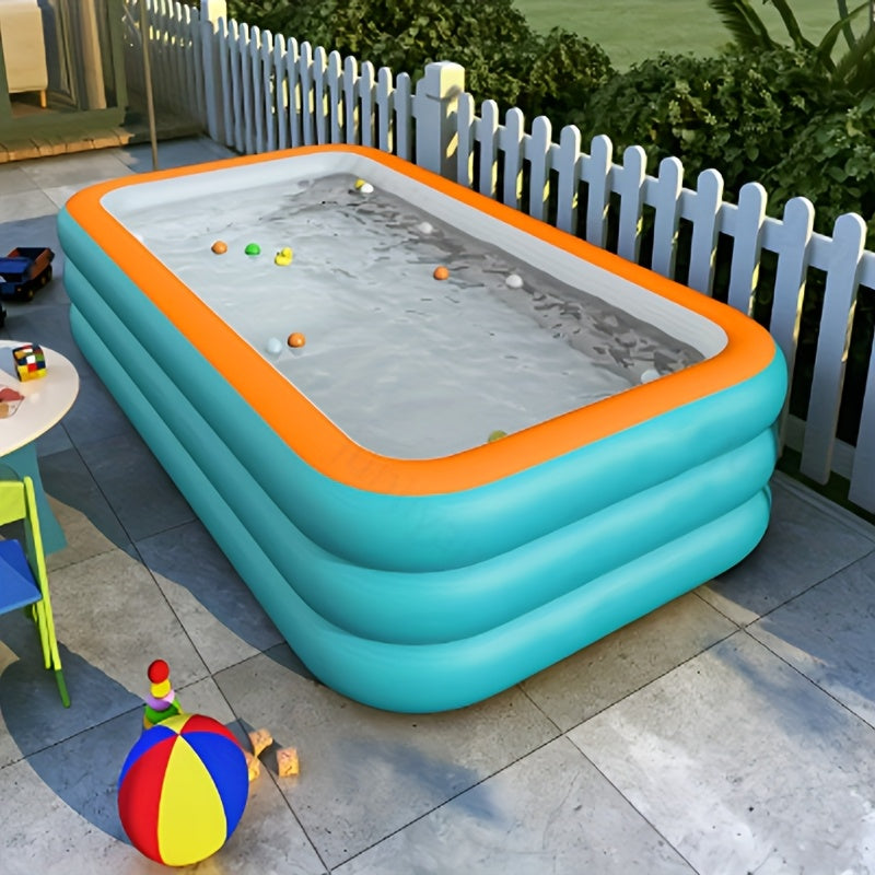 Super Large Home Inflatable Swimming Pool, Courtyard Outdoor Water Park Inflatable Swimming Pool, 125.2 inch 4-layer PVC Thickened And Heightened Upgraded Play Pool, Suitable for Outdoor Patio Activities Parties