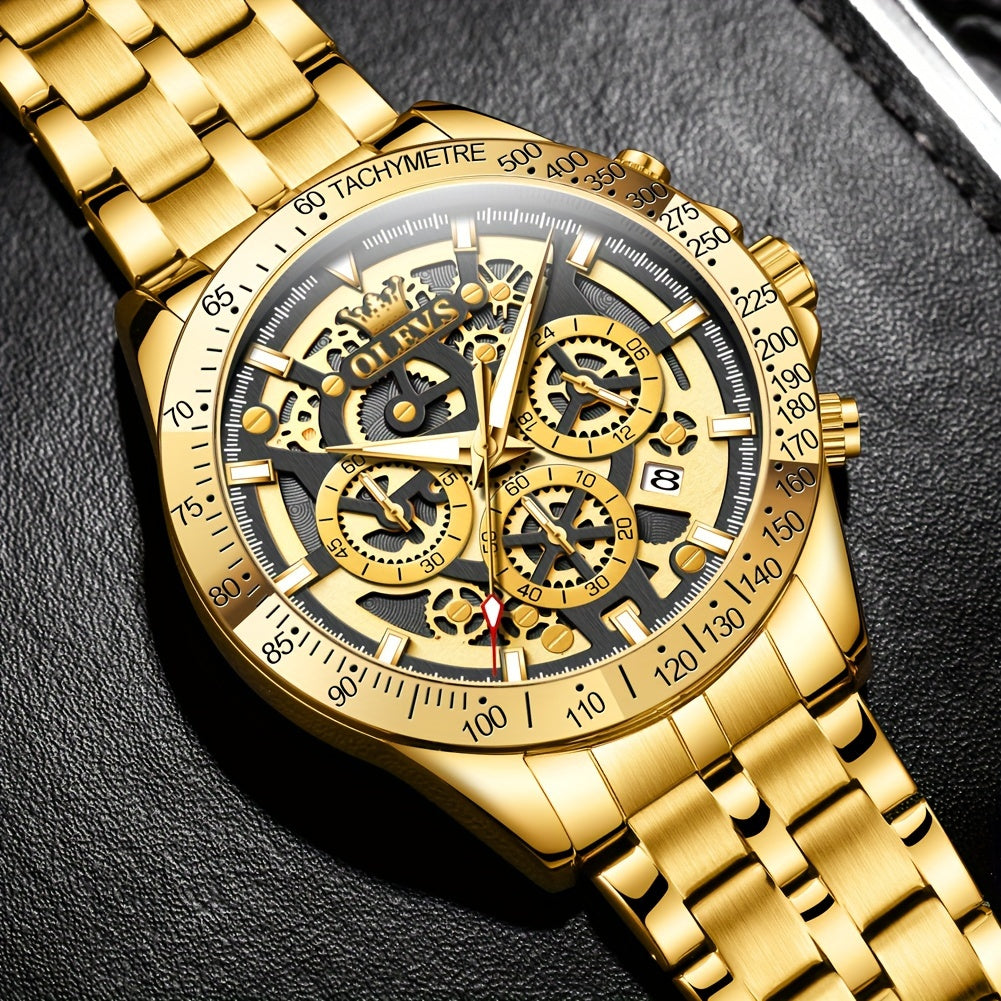 OLEVS Watch Men Stainless Steel Watches Luxury Chronograph Multifunction Men Wrist Watch with Date Business Classic Dress Watch for Men Gift for Men reloj de Hombre