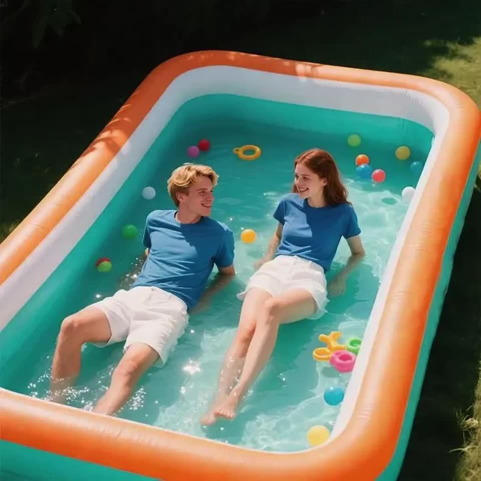 Super Large Home Inflatable Swimming Pool, Courtyard Outdoor Water Park Inflatable Swimming Pool, 125.2 inch 4-layer PVC Thickened And Heightened Upgraded Play Pool, Suitable for Outdoor Patio Activities Parties
