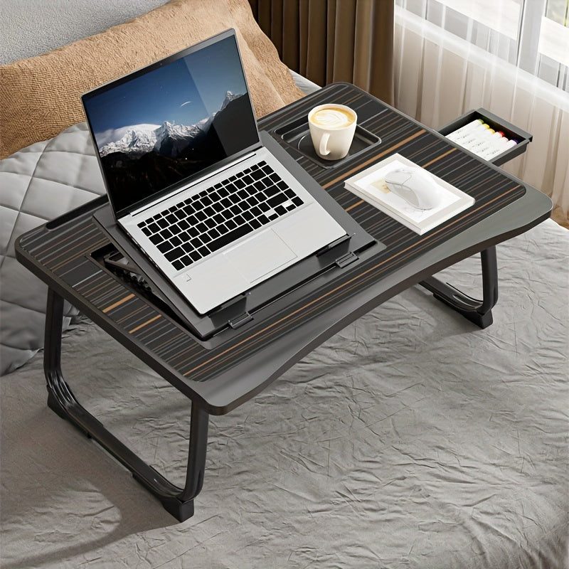 Portable Laptop Bed Table with Cup Holder & Tablet Card Slot - Multifunctional Tray for Eating, Reading, Writing - Stable Durable Foldable Design for Bed, Sofa, Floor - Lightweight & Space-Saving, Bed Table for Laptop, Sofa A