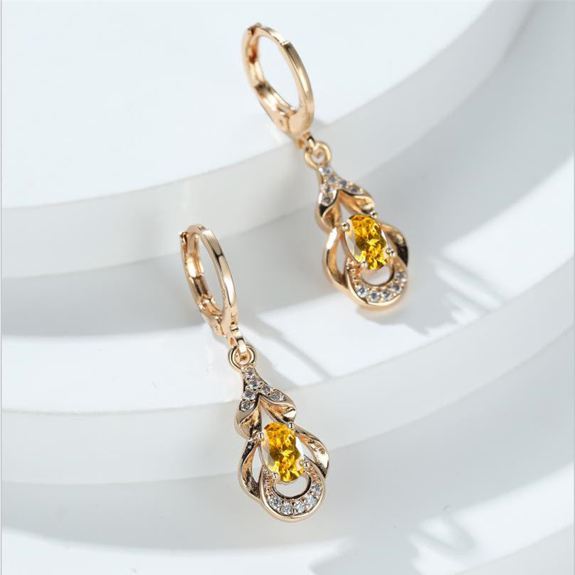 [Elegant Earrings] 18K Gold Plated Elegant Zirconia Drop Earrings | Women's Ear Jewelry For Banquet Dinner Decor