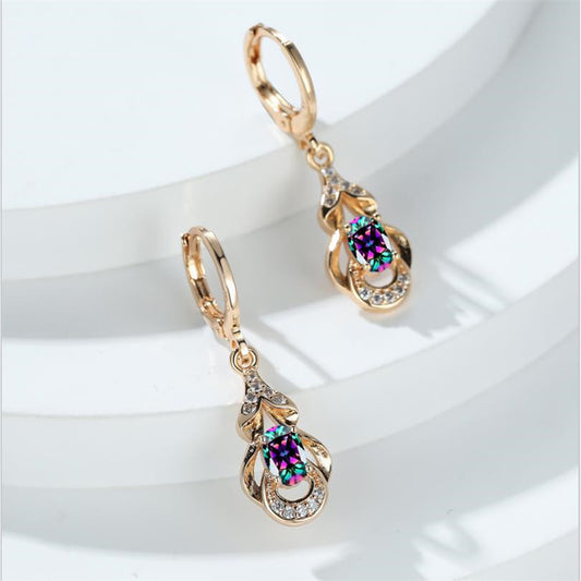 [Elegant Earrings] 18K Gold Plated Elegant Zirconia Drop Earrings | Women's Ear Jewelry For Banquet Dinner Decor